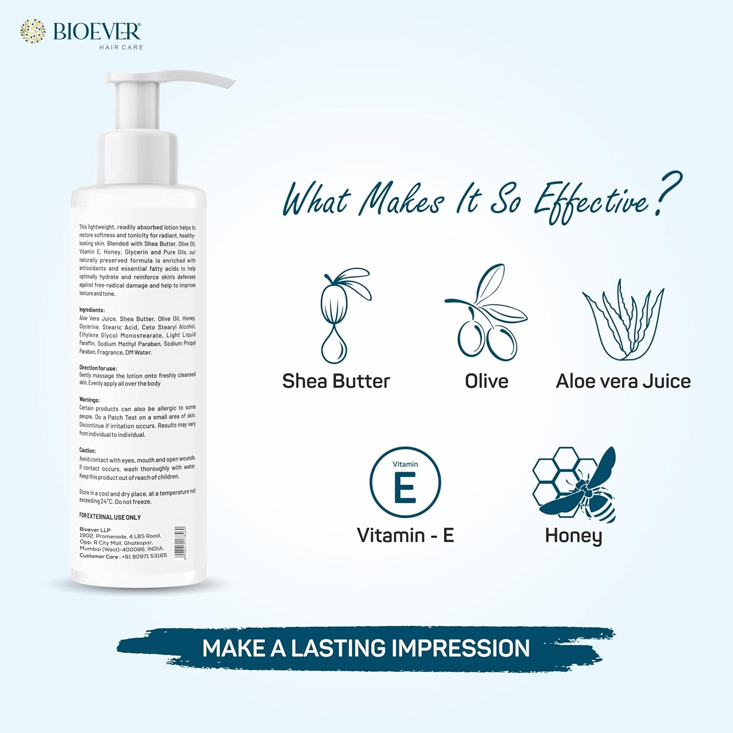 Bioever Body Lotion and Moisturizer Enrich with Shea Butter & Olive With, Vitamin E All Skin Types Lotion 250Ml image number 6