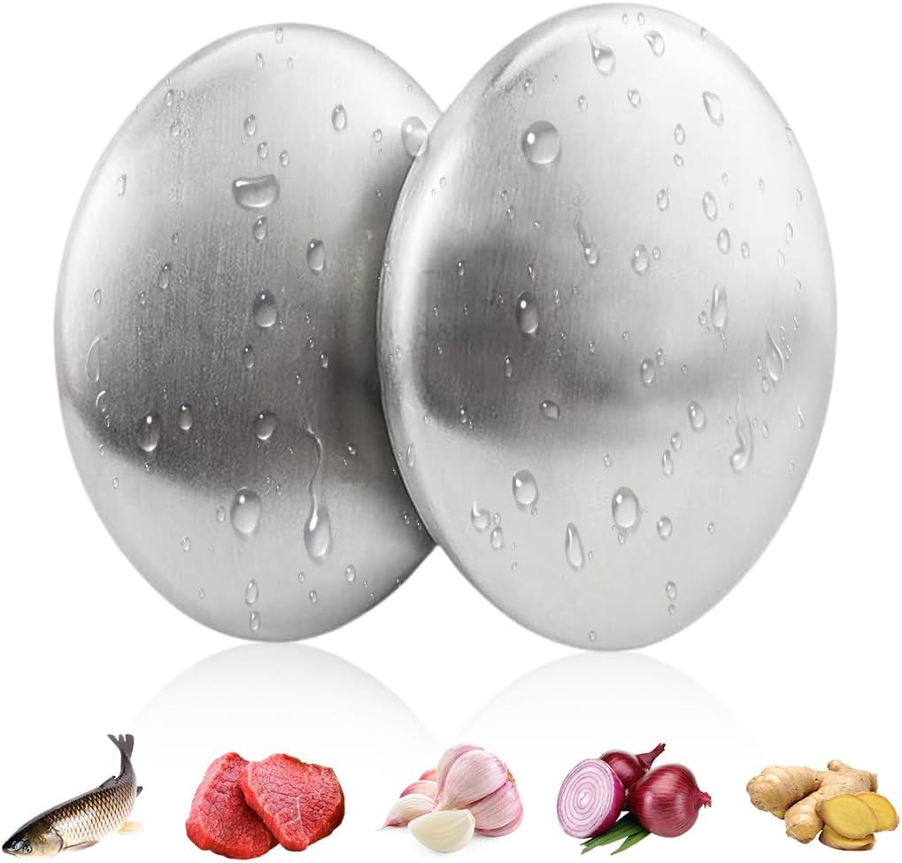 DWFEYOI 2 Pieces for Removing Odour Onions, Fish Garlic, Strong Odours from Hands, Kitchen Aid, Odour-Neutralising, Brushed Stainless Steel Soap, Stainless Steel Soap, Soap Mill, Solid Soap image number 1