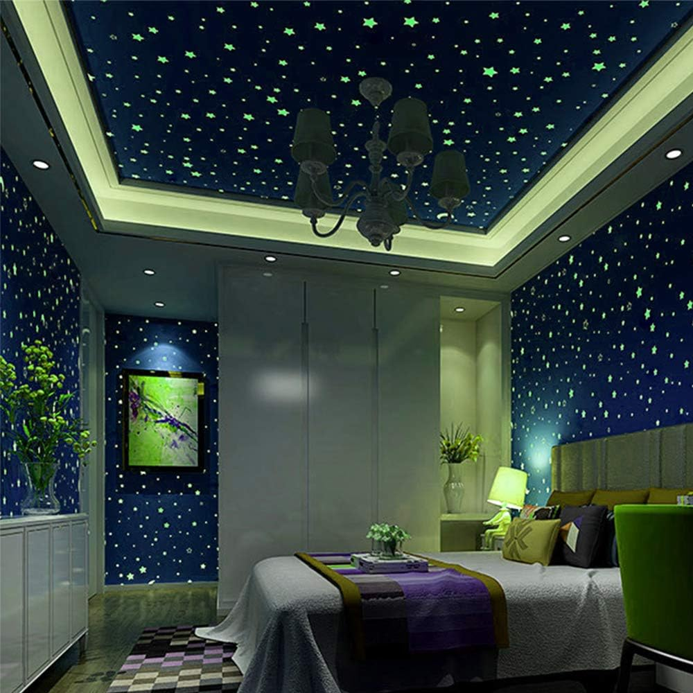Snailgarden 470Pcs Glow in the Dark Stickers,Bright Solar System Wall Stickers and Adhesive Stars and Square for Starry Sky Kids Decals image number 5