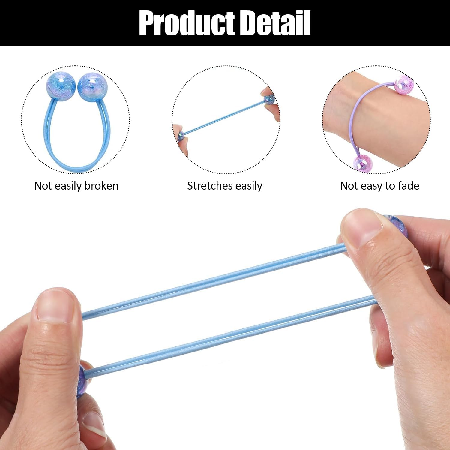 12-Piece Set of Double-Bead Bubble Hair Ties, Fruit-Coloured Acrylic Ball Accessories for Women and Girls, Colourful Decorative Hair Bands in Four Styles image number 2