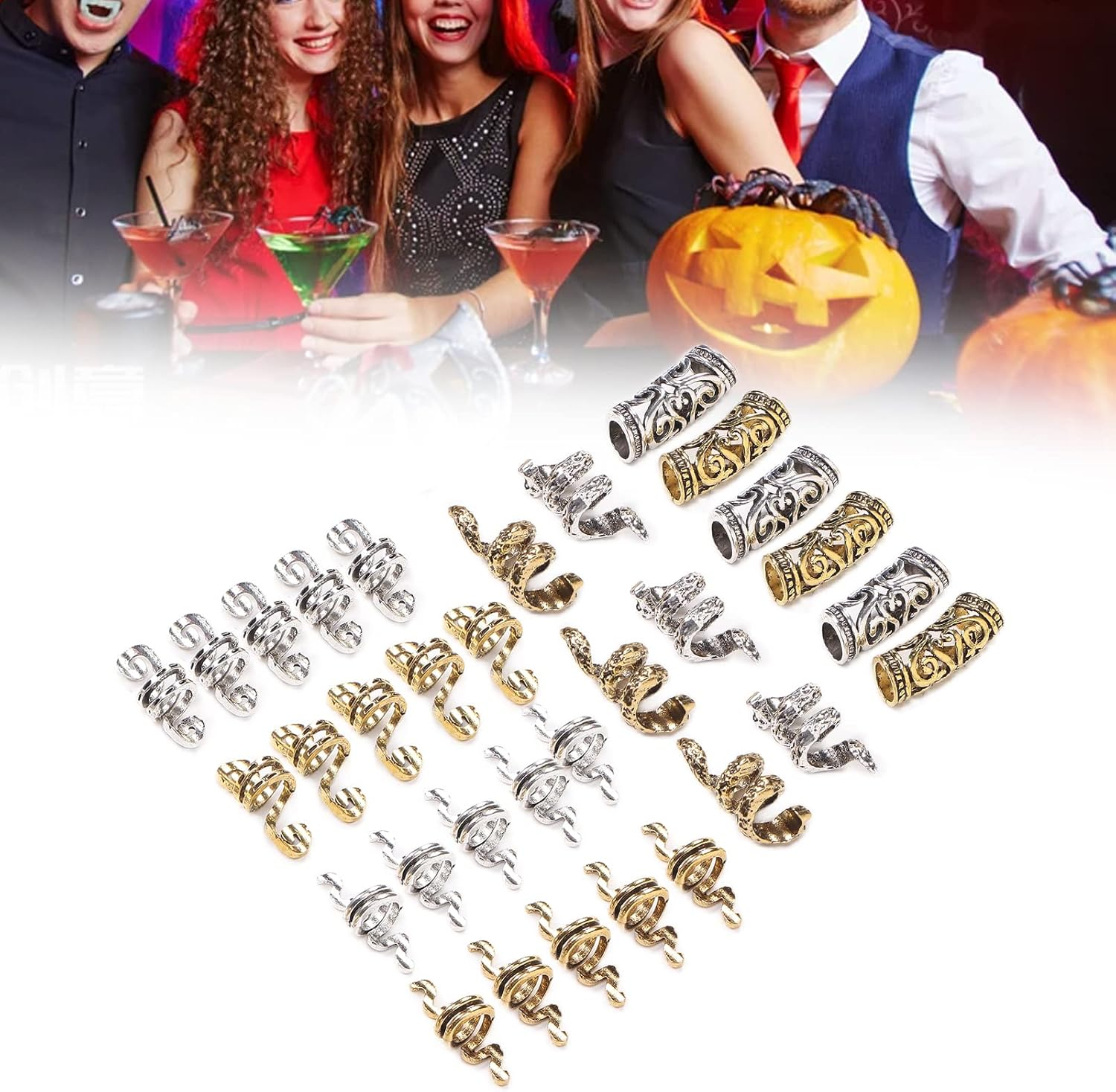 Hair Braiding Beads, DIY Decorative Viking Beard Hair Beads for Parties, Film Festivals, Weddings image number 6