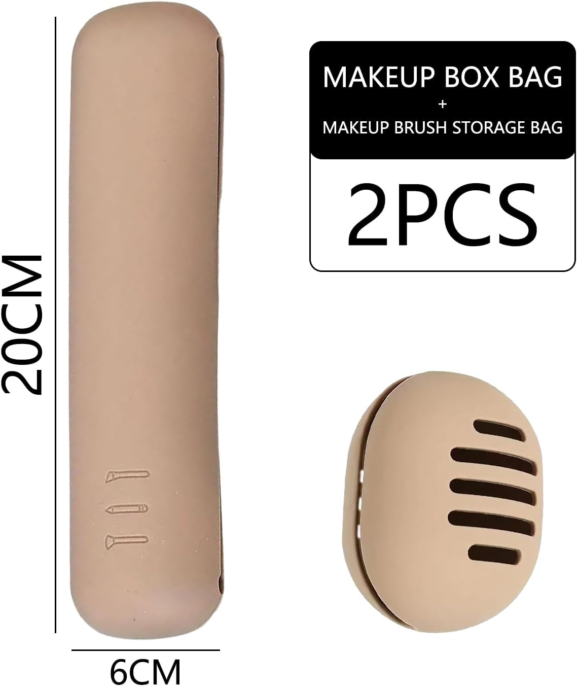 Travel Makeup Brush Holder with Makeup Sponge Holder, Magnetic Anti-Fall Out Silicone Portable Cosmetic Face Brushes Case, Soft Sleek Design for Face Brushes and Tools image number 4