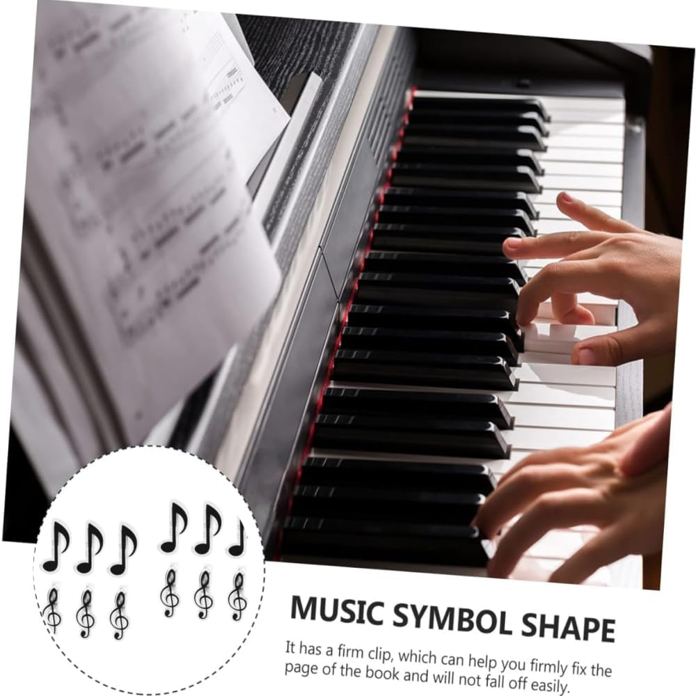 DACUAN 12 Pcs Sheet Music Book Clip Music Book Clamp Keyboard Books Clip Stationery Book Clip Alloy Black image number 2