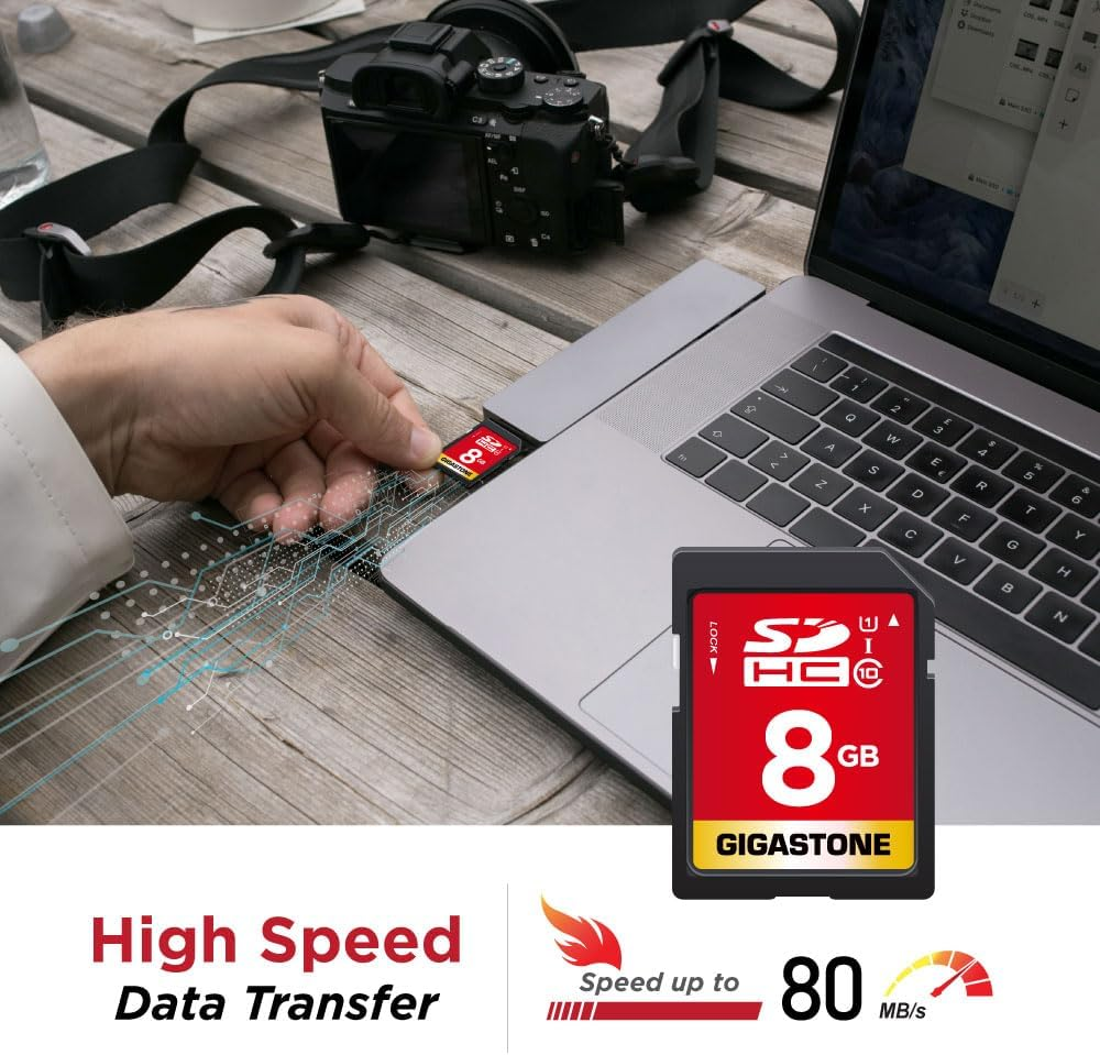 Gigastone 8GB 2-Pack SD Card UHS-I U1 Class 10 SDHC Memory Card Full HD Video Canon Nikon Sony Pentax Kodak Olympus Panasonic Digital Camera image number 3