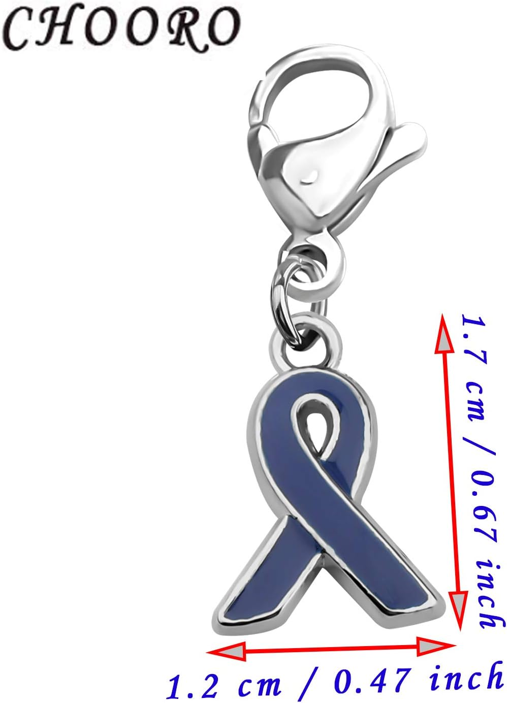 CHOORO Navy Blue Awareness Ribbon Zipper Pull Colon Cancer, Arthritis, Rectal Cancer, Huntington'S Disease, Reye'S Syndrome, Erb'S Palsy Surrivor image number 5