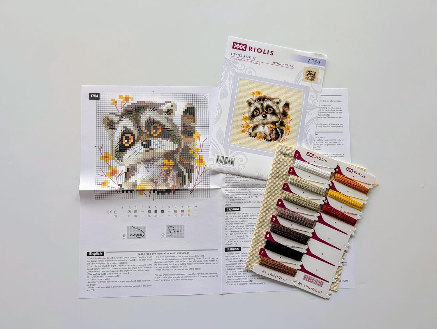 RIOLIS - Little Raccoon 1754, Cross Stitch Kits 5,12" X5,12, Cross Stitch Kits for Beginners & Advanced, Crossstitching Kits Adult, Counted Stitching Kits, Embroidery Kit image number 4