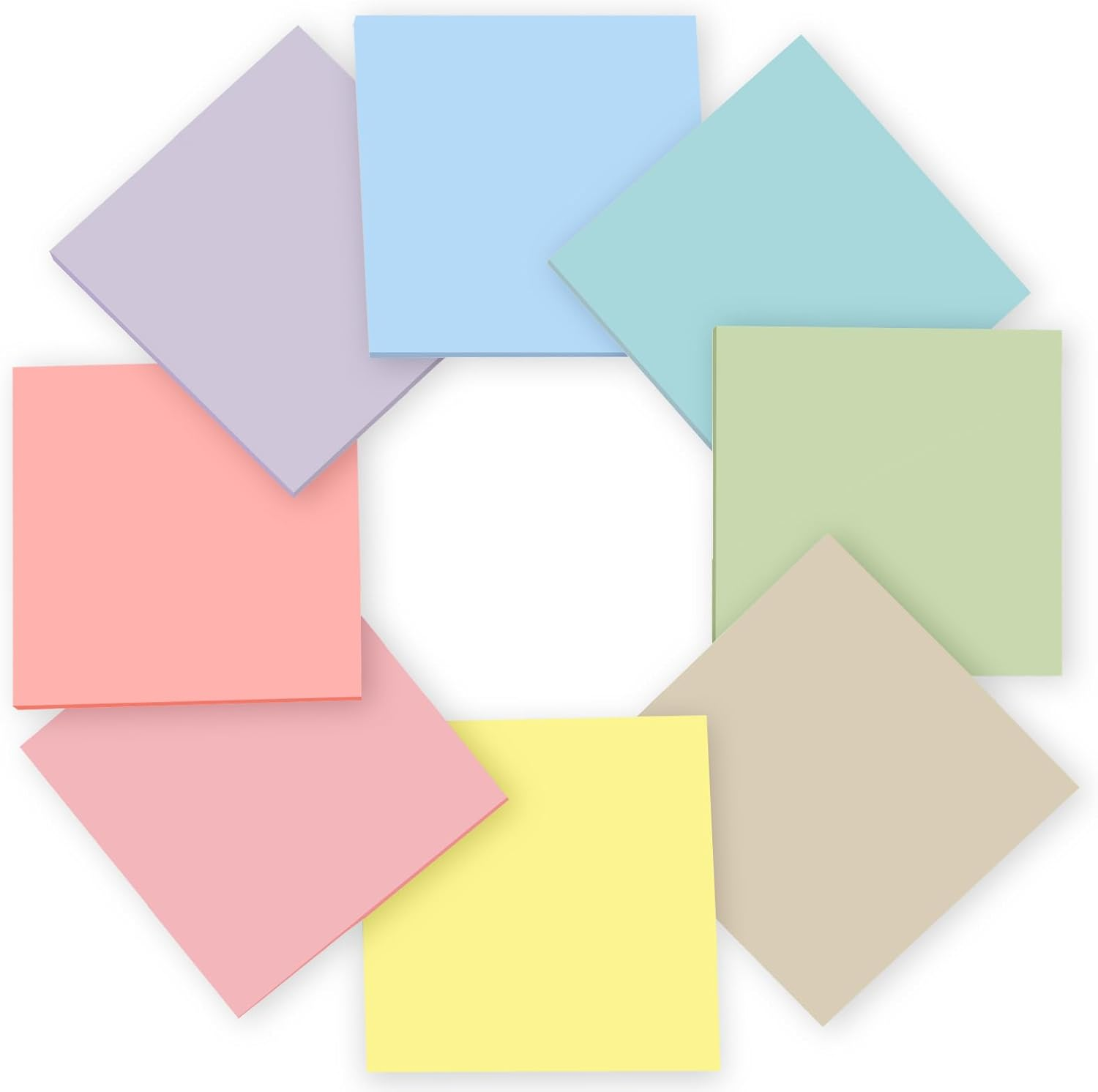 8 Pads Sticky Notes 3X3 Inches,Bright Colors Self-Stick Pads, Solid Color Premium Sticky Pads,Easy to Post for Home, Office,School, Notebook, 50 Sheets/Pad-Light Color - Bright Color image number 3