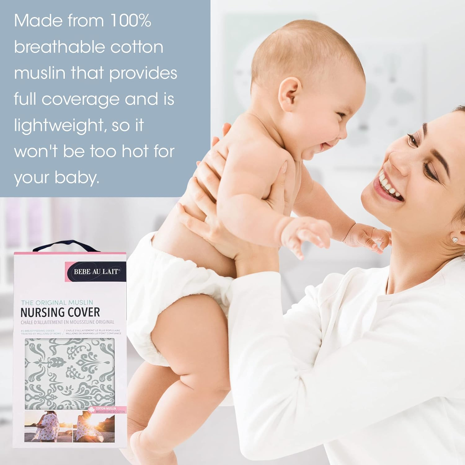 Bebe Au Lait Premium Muslin Nursing Cover, Lightweight and Breathable, Open Neckline, One Size Fits All - Atherton image number 3