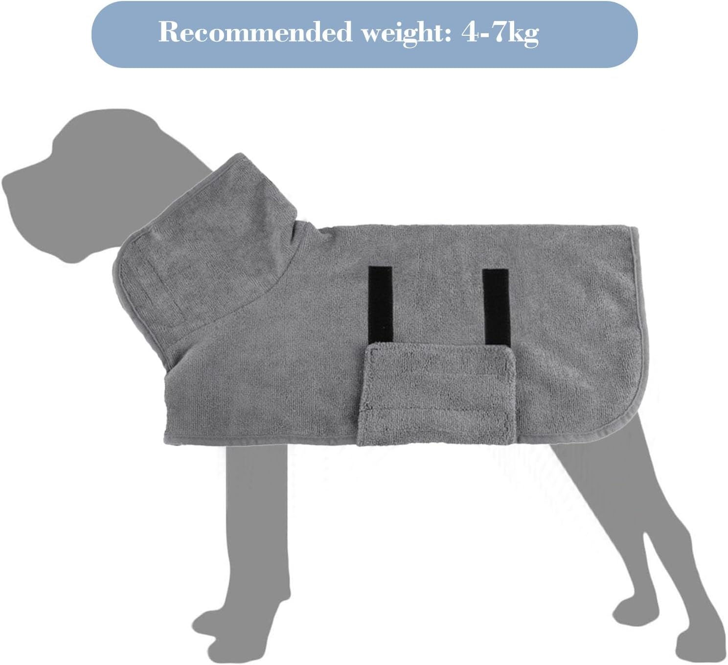 Microfibre Dog Bathrobe, Dog Bathrobe for Dogs, Extra Absorbent and Quick Drying with Velcro Fastening, Dog Bathrobe for Medium and Small Dogs, XS image number 2