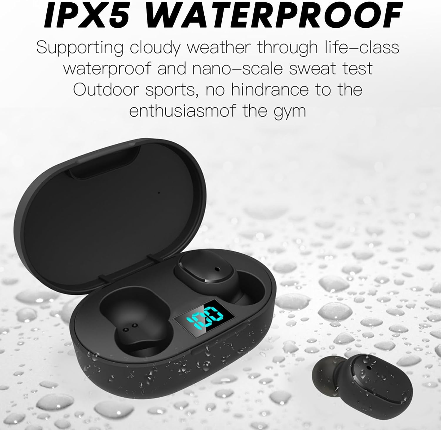 In-Ear Headphones Wireless Bluetooth Noise Cancelling Earphones Small Tiny Invisible Earphones Wireless Headphones with Microphone LED Digital Display Wireless Earbuds Headphones for Work Sports - Pink image number 5