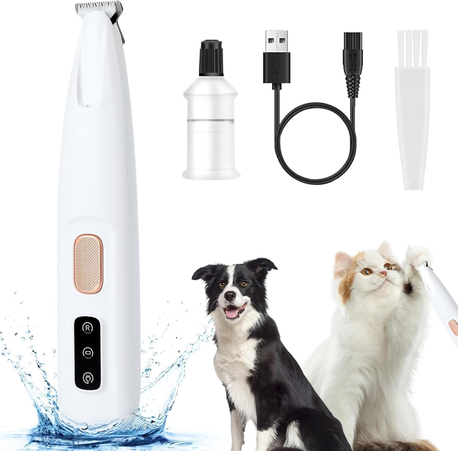 Dog Paw Trimmer with LED Light, Electric Multifunctional Waterproof Rechargeable Pet Hair Clipper for Dogs and Cats image number 3