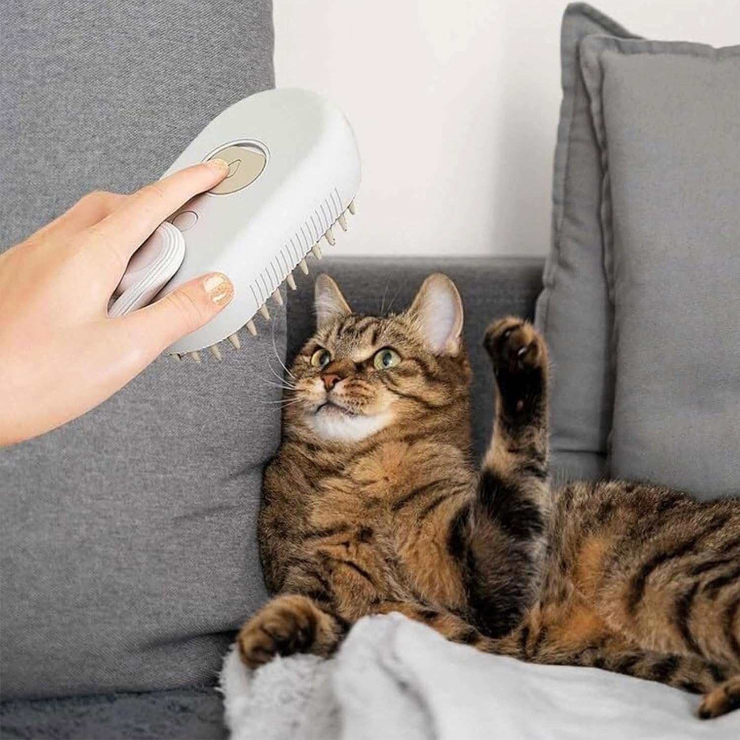 Cat Steamer Cat Brush Long Hair 3-In-1 Steam Brush Cat Pet Hair Brush Fur Brush Cat Massage Brush Eliminate Flying Hair for Cats and Dogs (White) image number 4