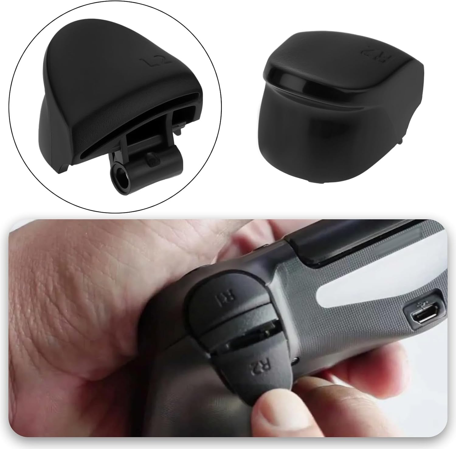 1 Set of L1 R1 L2 R2 Trigger Buttons and Springs Compatible with Playstation 5 Controller V3 (3.0) BDM-030 Black image number 1