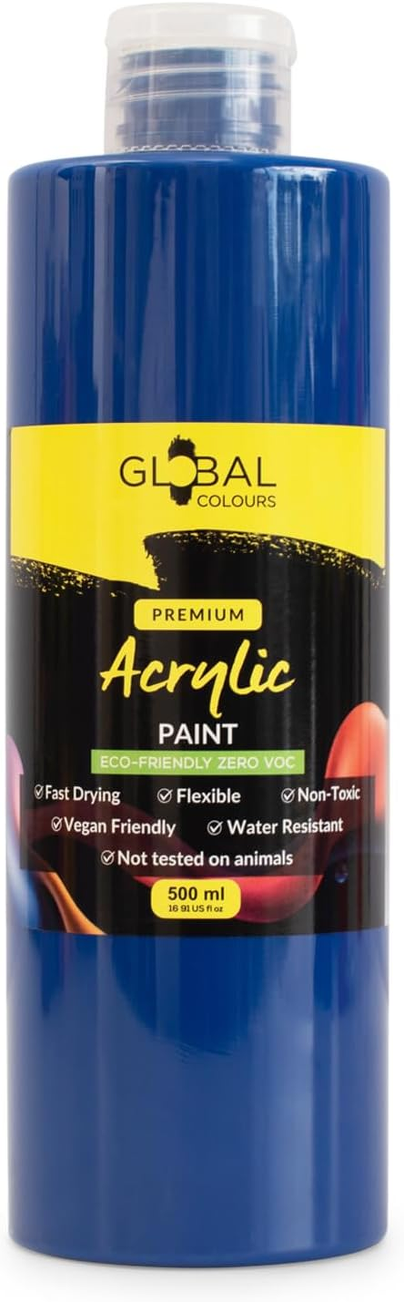 GLOBAL COLOURS Acrylic Paint Set &ndash; 12 X 500Ml Bottles &ndash; Made in Australia | Non-Toxic, Artist Quality Paint for Canvas, Paper, Wood, Ceramics | Ideal for Classrooms, Studios, Mural Projects image number 2