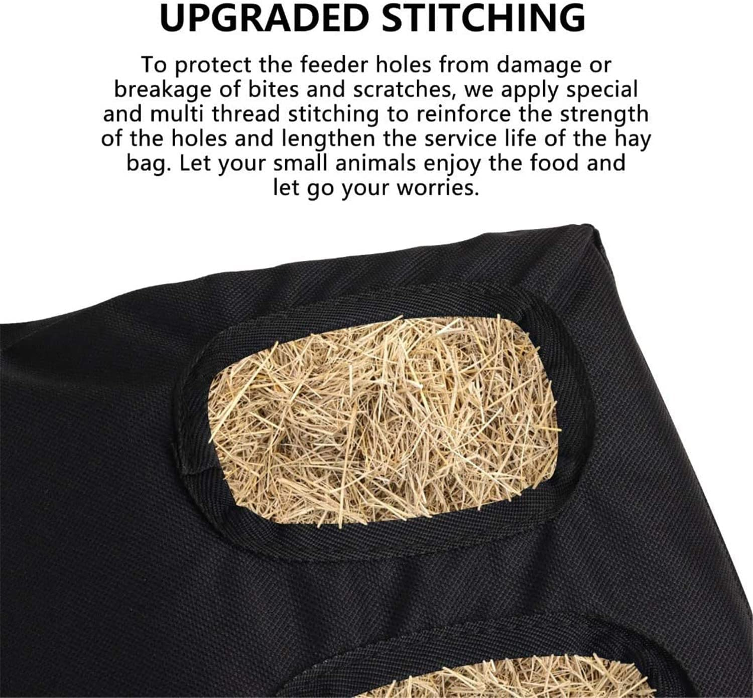 Rabbit Hay Feeder Bag, Guinea Pig Hay Feeder Bag,Rabbit Food Bag with Retractable Straps,Food Sack Hay Holder with Hooks for Hamster Bunny Chinchilla Turtle Cage Accessories (2 Grids) image number 2