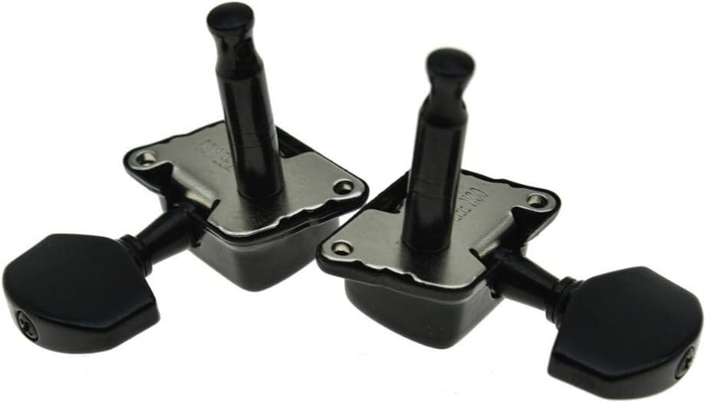 KAISH 3X3 Semi-Closed Guitar Tuning Keys Guitar Tuners Machine Heads for Acoustic or Electric Guitars Black - Chrome image number 3