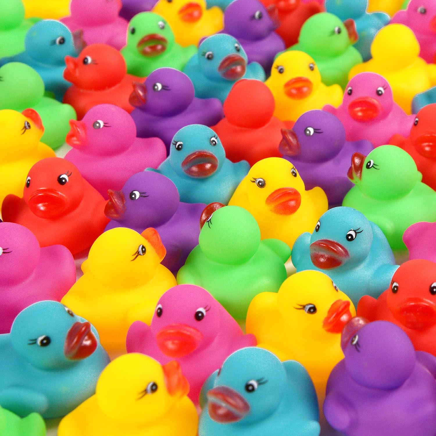 86-Pack Mini Bath Ducks Set, Mini Colorful Rubber Duckies Bath Toy for Child, Float & Squeak Tiny Ducks Pool Toy Set for Kids Party Favors,Birthday Party Supplies,Prize Rewards image number 3