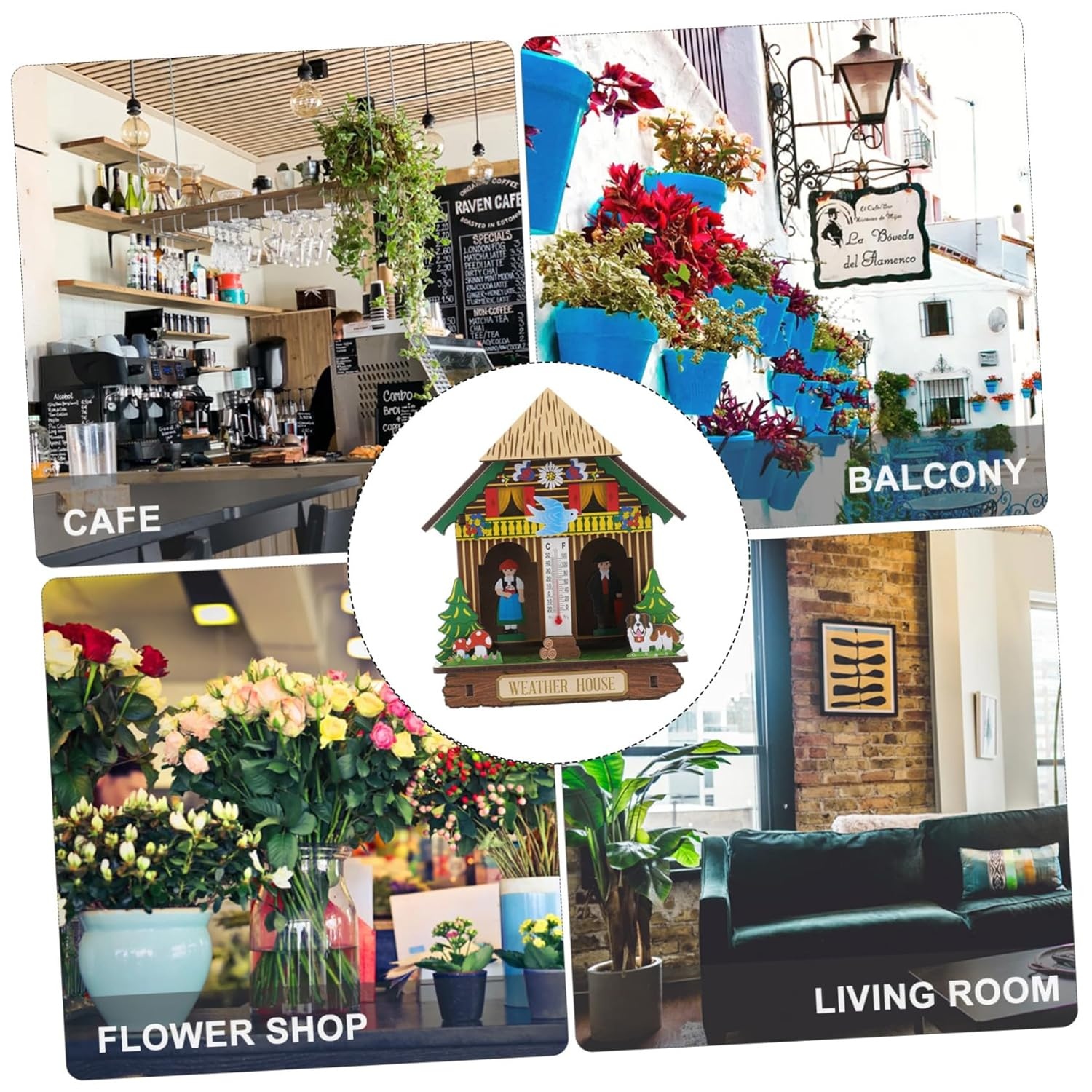 UPKOCH Wall Thermometer Humidity Indoor Outdoor Weather House Hanging Barometer Dual Function Temperature Humidity Gauge for Patio Garden Random Color