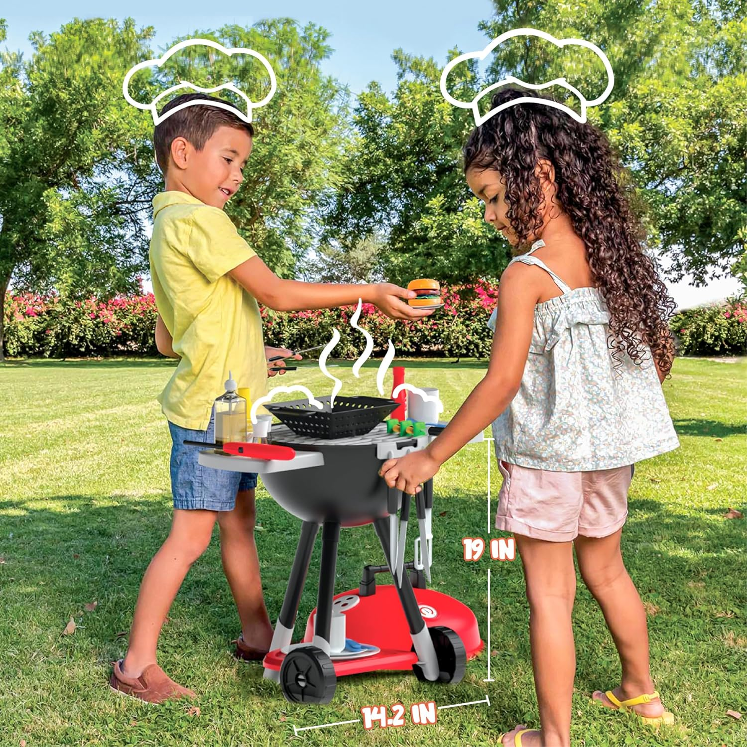 JOYIN 34 PCS Cooking Toy Set, Kitchen Toy Set, Toy BBQ Grill Set, Little Chef Play, Kids Grill Playset Interactive BBQ Toy Set for Kids image number 4