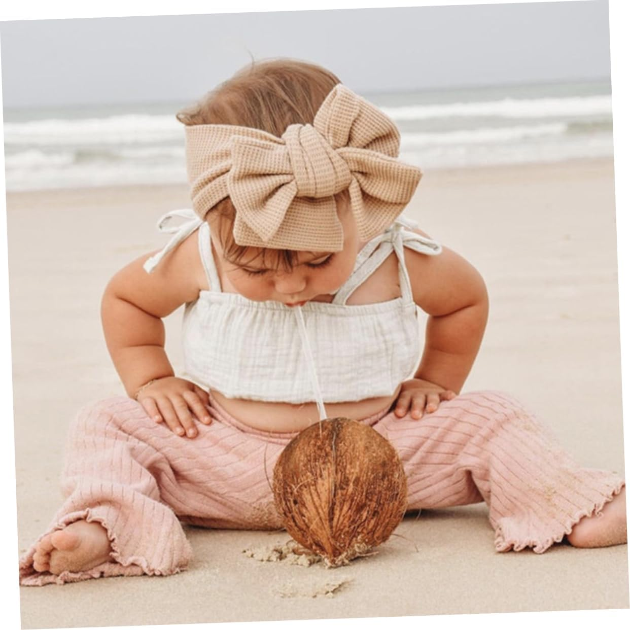 ERINGOGO Infant Knotted Headband Set Large Hair Bows for Baby Girls Newborns Soft Material No Marks for Celebrations