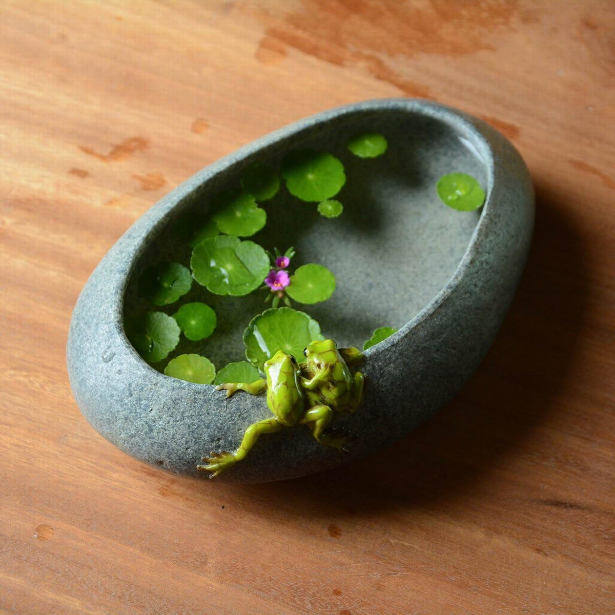 Top Collection Garden Frogs on Long Functional Stone Flower Pot Planter Figurine image number 2