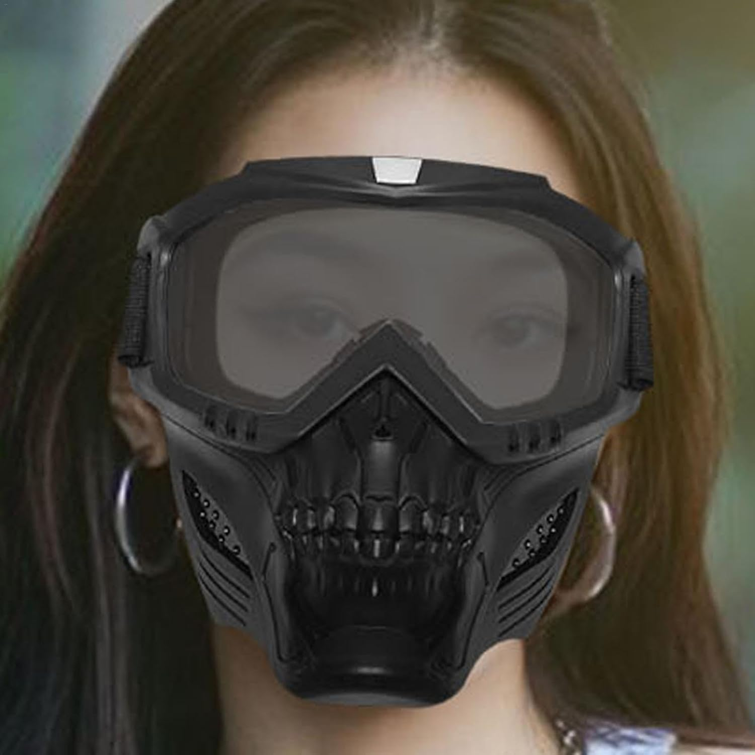 Motorcycle Goggles with Removable Face Masque,Airsoft Goggles Masque | Detachable Motorcycle Riding Glasses with Removable Face Masque for Riding Offroad Cycling Motorbike Racing image number 4