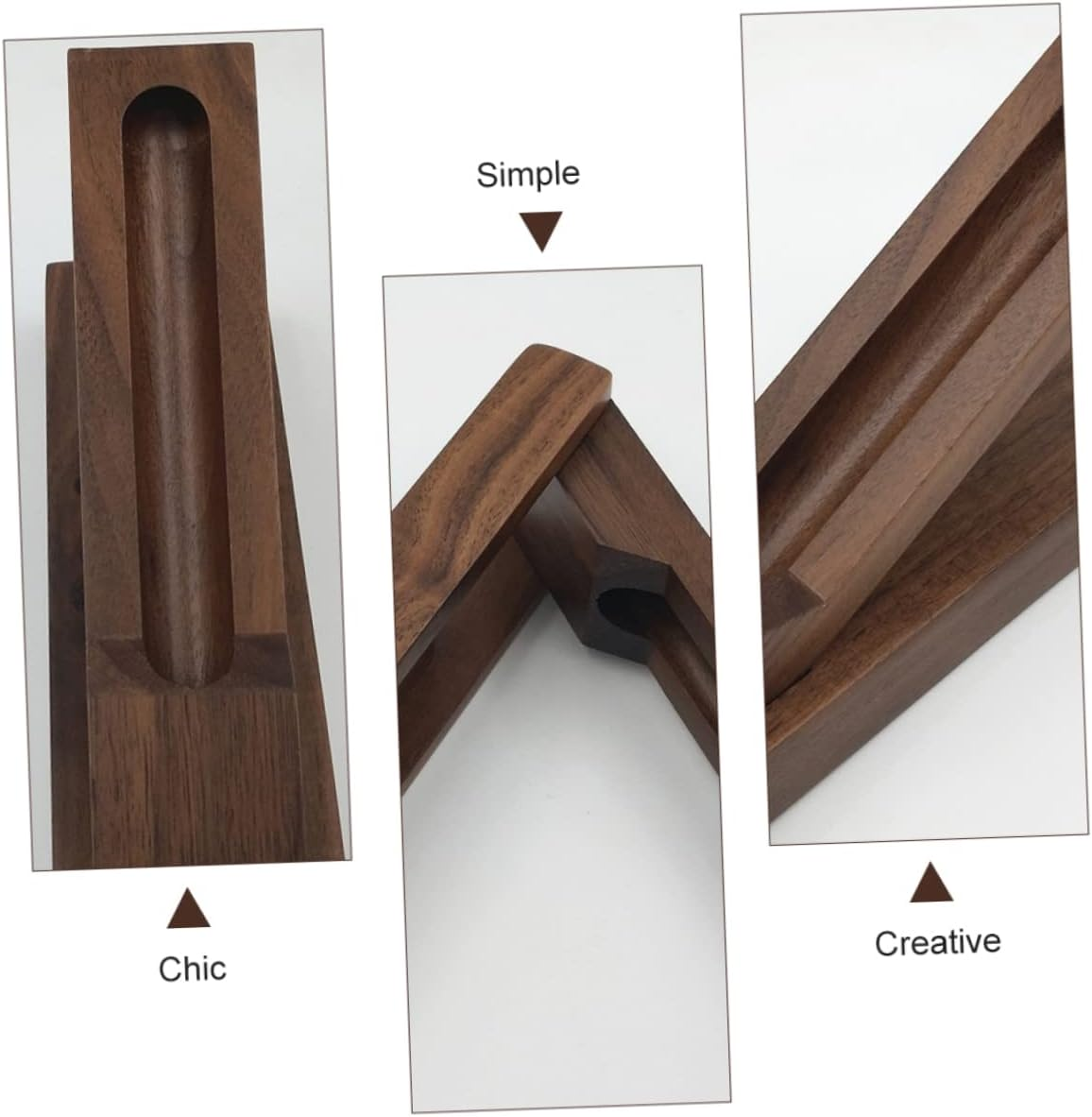 BCOATH Wooden Pencil Box Pen Case Walnut Natural Color Stationery Case Desk Organizer for Office and School Storage image number 4