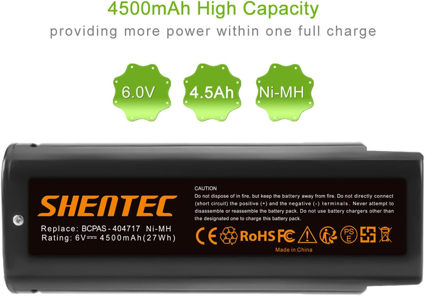 2Pack Shentec 6V 4500Mah Ni-Mh Compatible with Paslode Battery 404717 B20544E BCPAS-404717 404400 900400 900420 900600 901000 902000 B20720 CF-325 IM200 F18 IM250 IM250A IM350A IM350CT PS604N image number 1