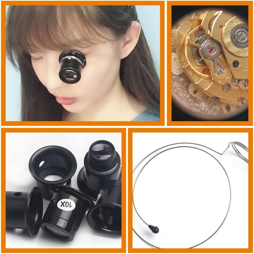 GLEAVI 4Pcs Eye Loupe Magnifier Head Mounted Magnifier Magnifying Glass Experimental Monocular Magnifier Portable Watchmaker Magnifier Lens Repair Tools with Wire Headband image number 1