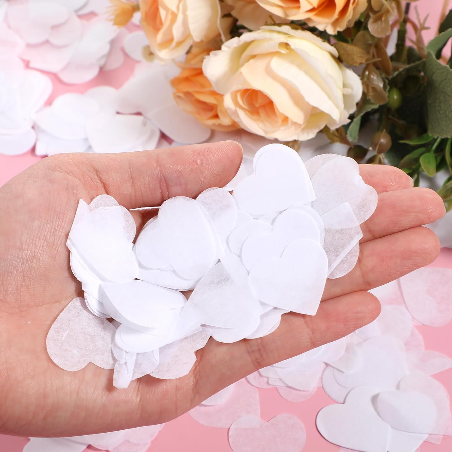 Oruola 8000Pcs Hearts Confetti, White Confetti,Wedding Confetti for Anniversary, Birthday, Graduation, Wedding, Bridal Shower & Baby Shower Parties Decorations (White) image number 1