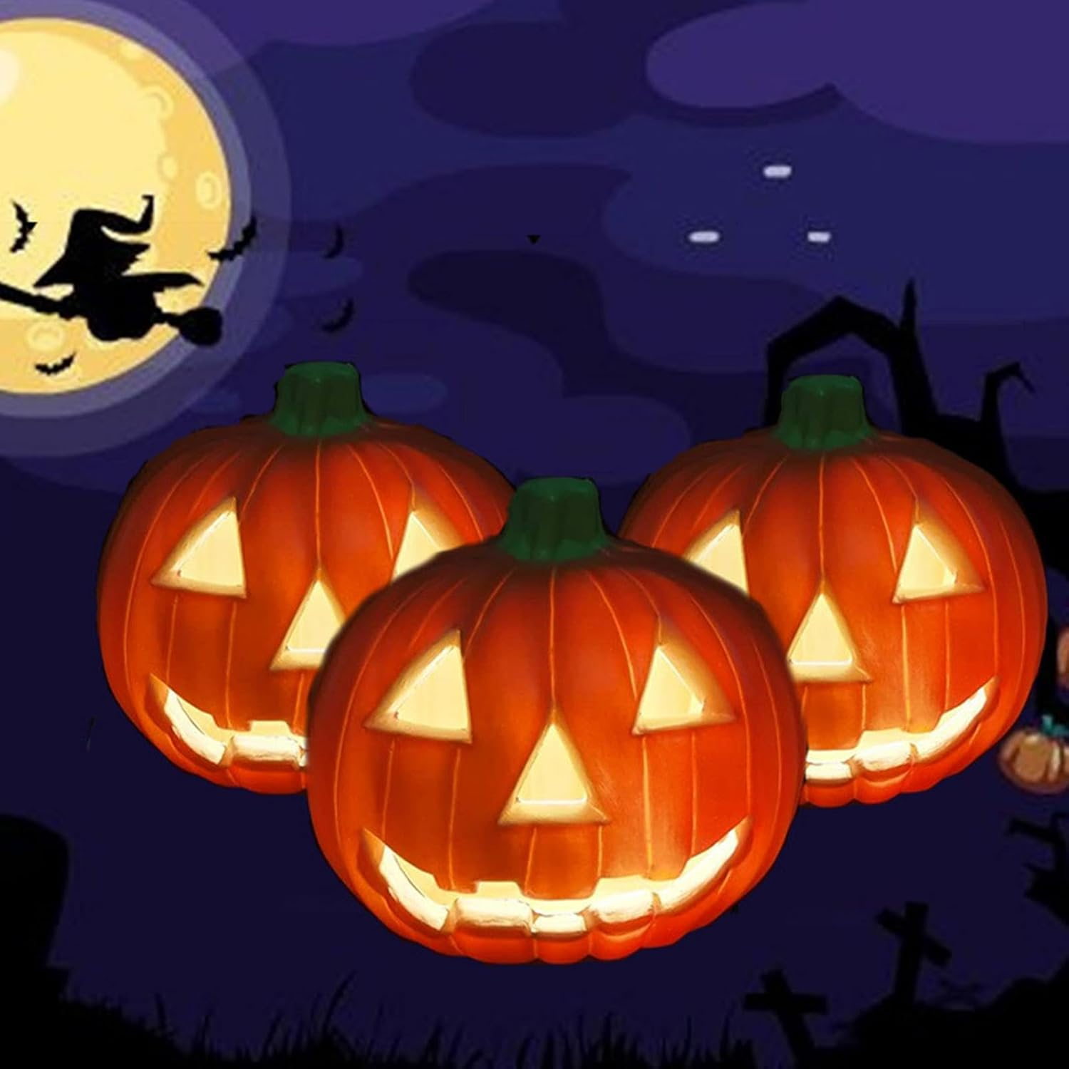 Light up Pumpkin Lantern | Battery Operated Pumpkin Face Lights Halloween Decoration | Party Supplies for Bar, Celebration, Home, Living Room, Garden, Yard