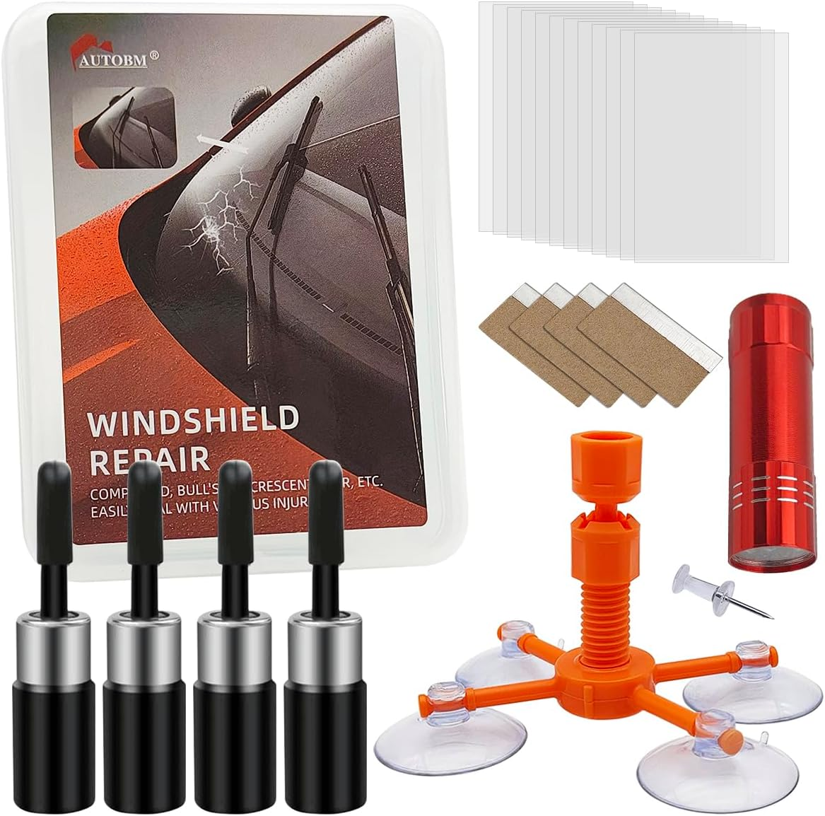 Yucool Windshield Glass Repair Kit, 4 Pcs Car Glass Repair Kit, Quick Fix for Chips, Cracks and Scratches on Car Windshield image number 6