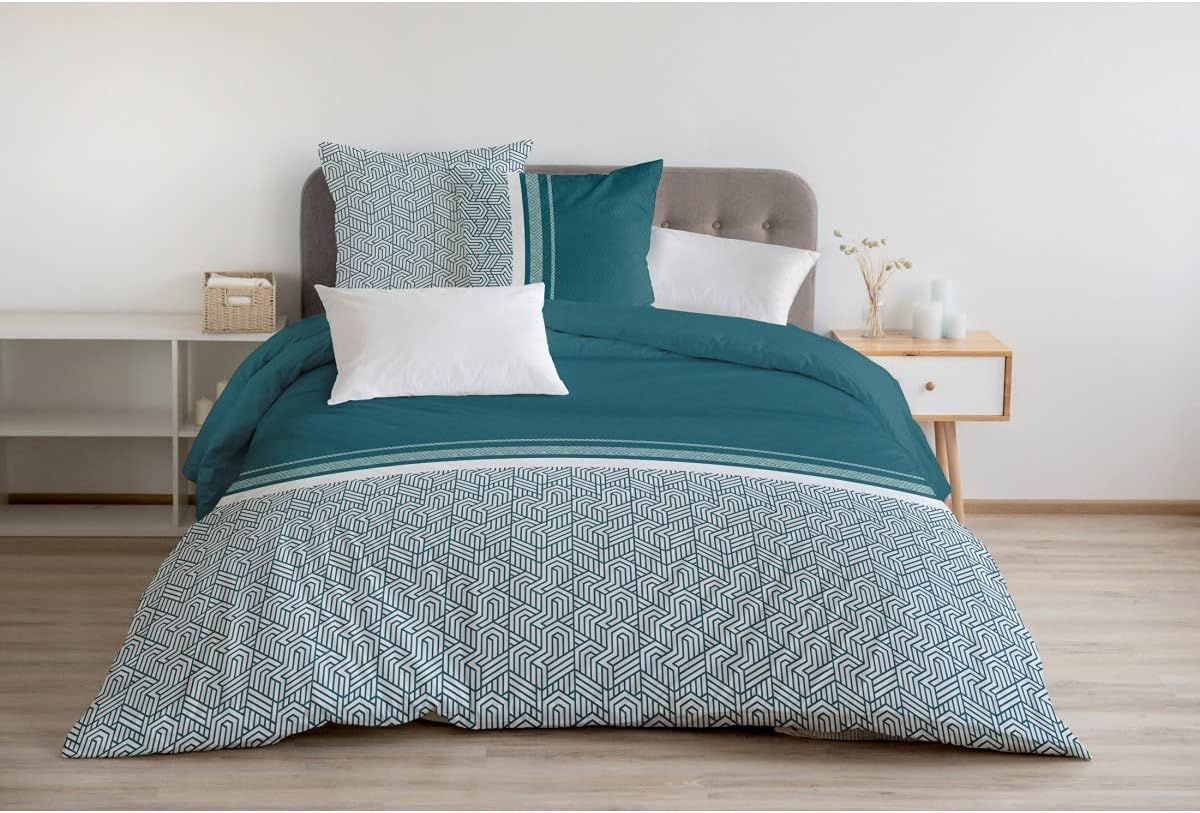 Home Linge Passion 3-Piece Bedding Set 220 X 240 Cm 100% Cotton 57 Thread Count Tilt Fir Celadon (HP-62558)