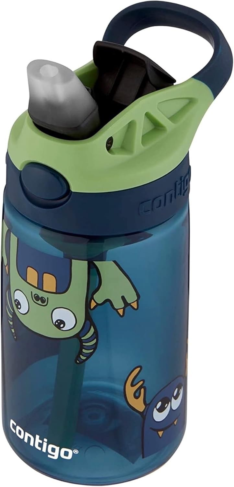Contigo Kids Autospout Water Bottle, Monsters, 414Ml Capacity | Easy-Clean Lid Designed | Pop-Up Straw with Spill-Proof Valve Prevents Spills Even When Spout Is Open | Perfect for Children Aged 3 & Up image number 2