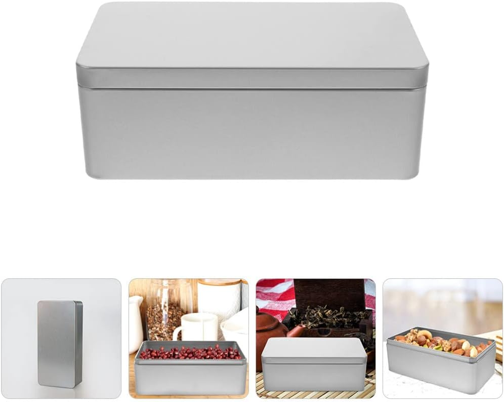 Angoily Rectangular Empty Tin Container with Lid - Tinplate Storage Box for Candy, Cookie, Jewelry, Trinket, Coin, Tea, Coffee image number 6