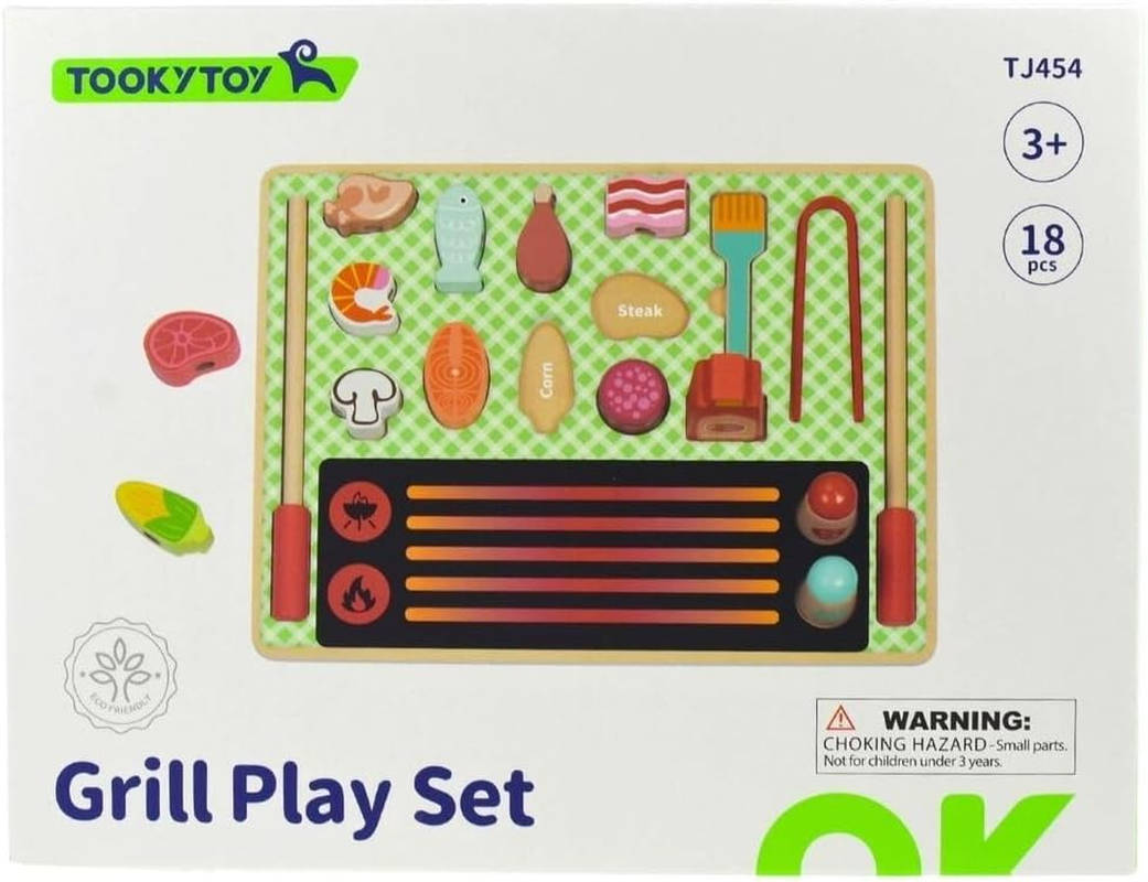 Tooky Toy TJ454 Grill Play Set: Quality Pretend Play Wooden Set Great for Travel for Ages 3+ image number 3