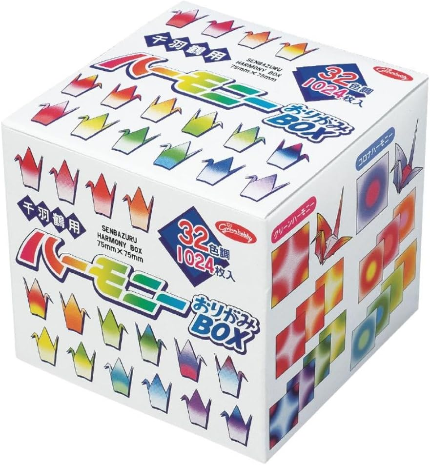 Aitoh Origami Paper, Multicolor, Square, 7.5 X 7.5 Cm, 1024 Sheets, 32 Patterns, Chiba Crane Harmony Box image number 1