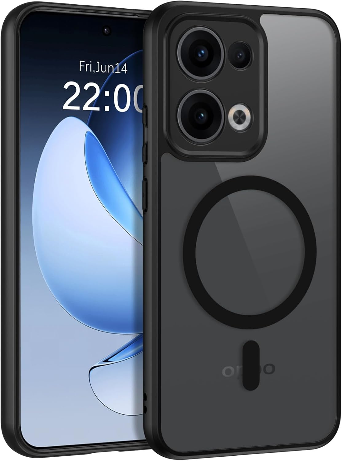 DUEDUE for Oppo Reno 13 Pro 5G 6.83" Case Magnetic, Compatible with Magsafe, [Skin-Touch] Matte Translucent Shockproof Military-Grade Protection Slim Cover for Oppo Reno13 Pro, Black