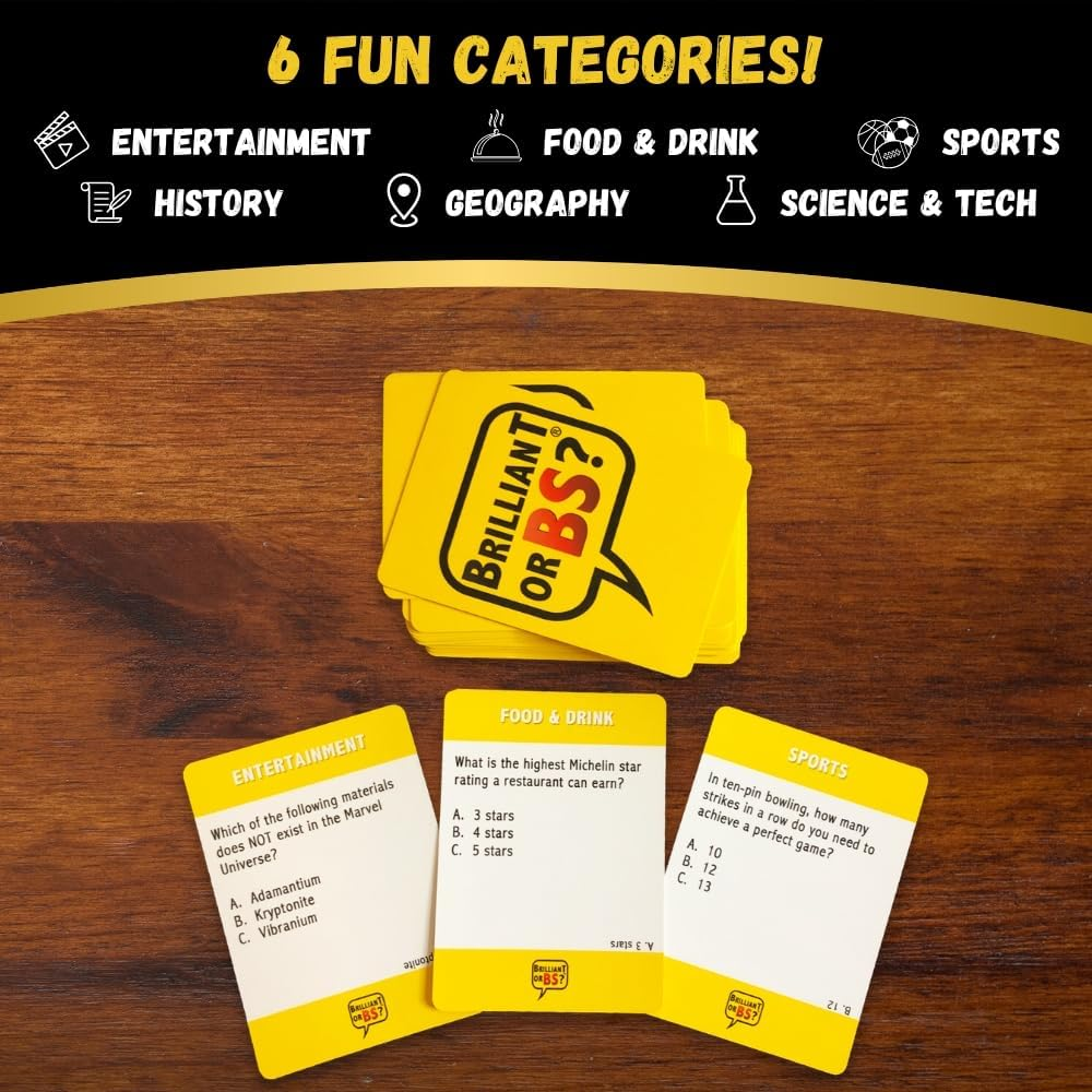 Brilliant or BS? | a Trivia Game for Know-It-Alls and Big Fat Liars | Fun Bluffing Trivia Game for Friends & Family Game Night | 4-6 Players Ages 14+ image number 1