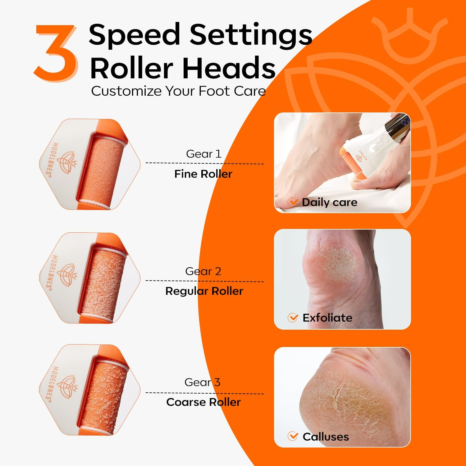 Modelones Electric Callus Remover for Feet, Rechargeable Portable Foot File, Professional Pedicure Tools with 6 Grinding Heads, Removes Dead, Hard Cracked Dry Skin, Electric Foot File Callus Remover image number 5