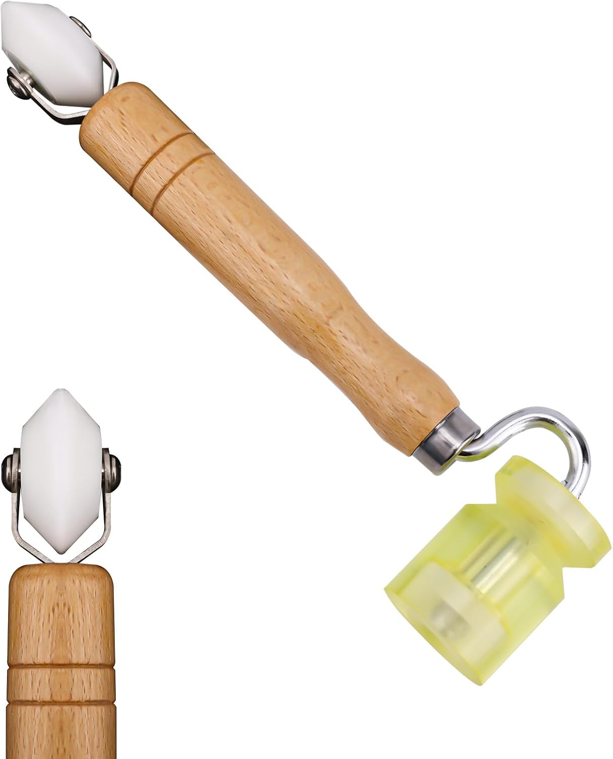 Gosknor Seam Roller, Wooden Wallpaper Tools Roofing Tools 2-In-1 Design RV Seam Tape Roller Car Sound Deadening Roller Roofing Roller Tool image number 6