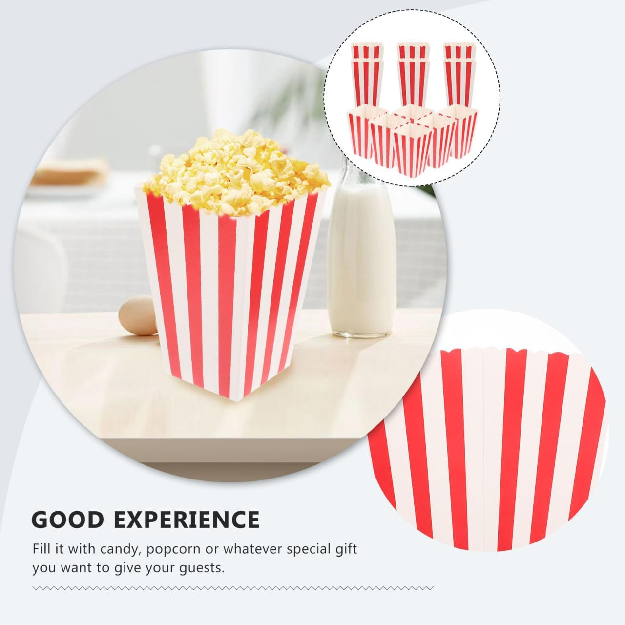 LIFKOME Popcorn Bucket Disposable Paper Boxes 4.53 Inch for Movie Night Party Snacks and French Fries Serving 24 Pack Party Supplies image number 3