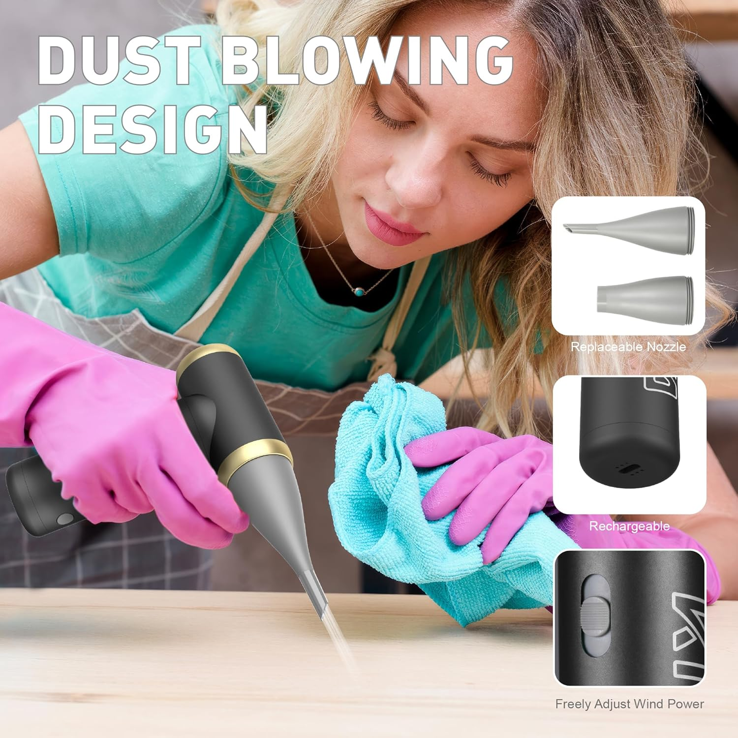 AUSLEE JETFAN 2.0 Air Blower Air Duster Fan Mini Multipurpose Fan for Computer Keyboard Electronics Cleaning, Outdoor Hiking, Camping, Air Cushion Inflation, BBQ, 101000 RPM and Aluminum Material image number 4