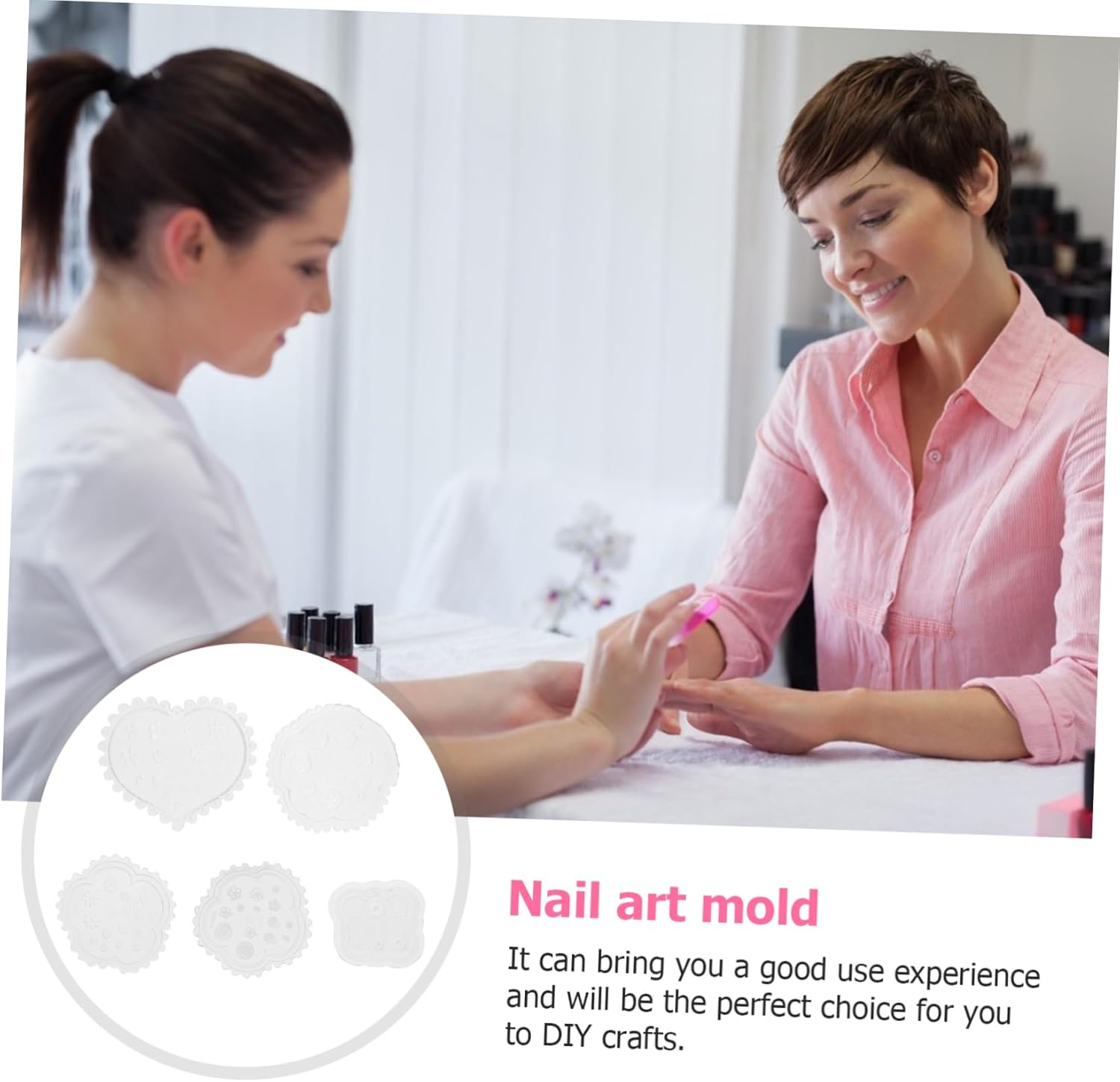 Baluue 5Pcs Silicone DIY Molds Nail Art Mold Crystal Glue for Manicure Safe Comfortable image number 2