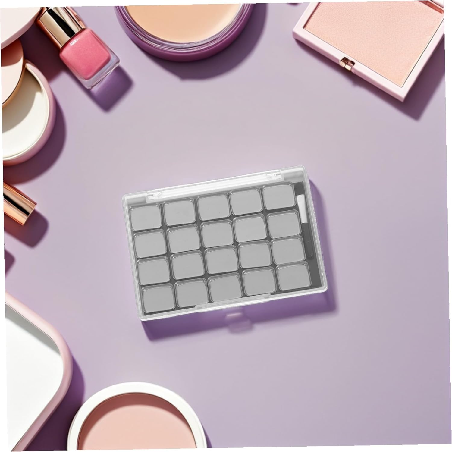 WESIEVYA Palette Organizer Empty Magnetic Eyeshadow Palette Magnetic Eye Shadow Disk Empty Eyeshadow Container Makeup Mixing Plate Household Tray Palatte Transparent image number 2