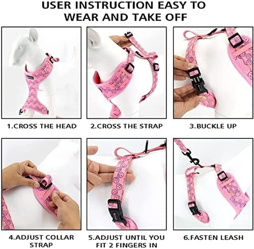 No Pull Dog Harness and Lead Set, Adjustable and Soft Padded Dog Vest Harness for Small Medium Large Dogs (Leopard, Medium (Chest: 17.7-23 Inches)) image number 5