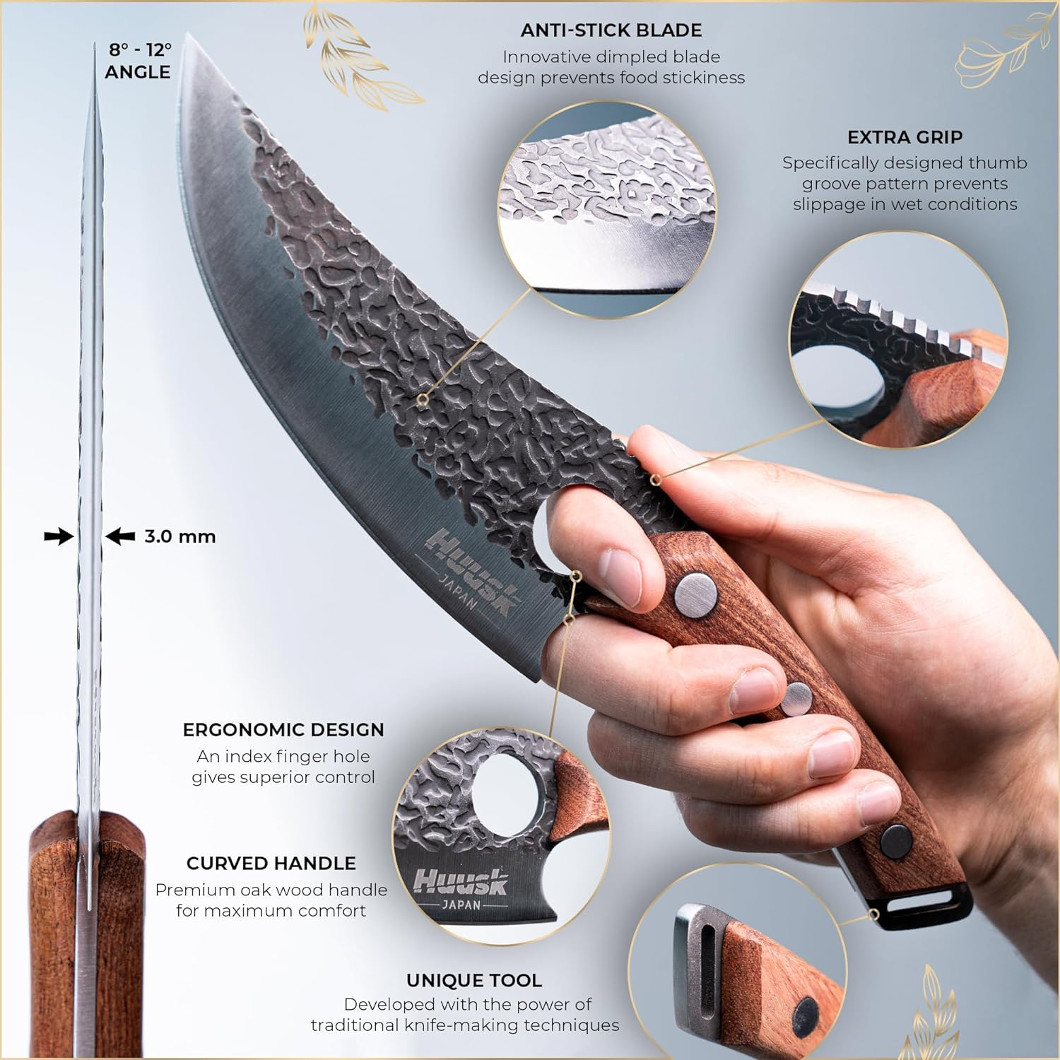 Huusk Chef Knife 11 Inch, Kitchen Knives for Cutting, Chopping, Boning Knife, Meat Knife. Japanese Kitchen Knife Designed for Balance and Control, Blending Modern Style with Traditional Appeal image number 1
