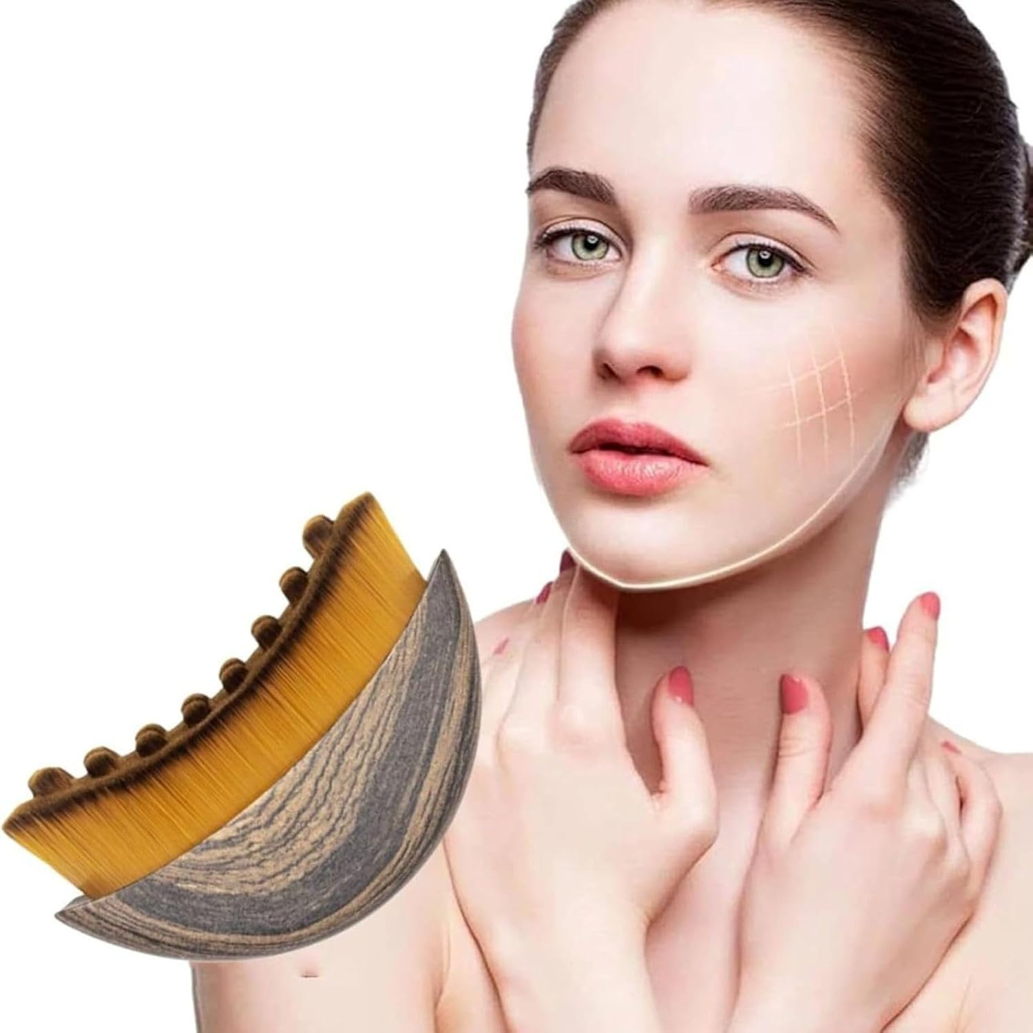 Poemtian Dry Face Brush for Lymphatic Drainage, Contouring & Facial Sculpting, Facial Sculpting Skin Care Tool for Face, Neck & Jawline image number 1