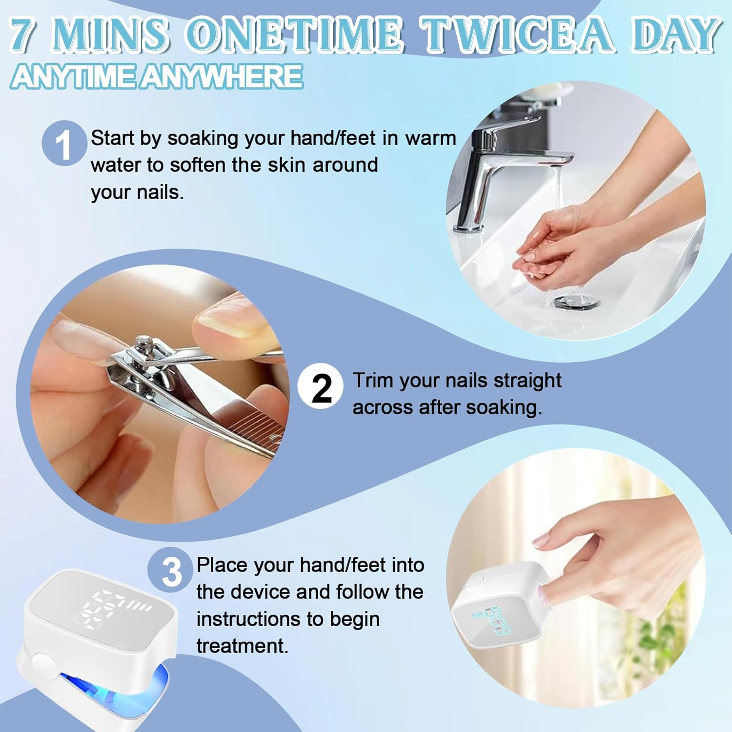 TZEKING Upgrade Nail Fungus Laser Device with Time Display, Nail Fungus Laser with Timer, Nail Fungus Treatment Device for Fingers and Toenails, Nail Fungus Treatment Quick Intensive, Nail Cleaning