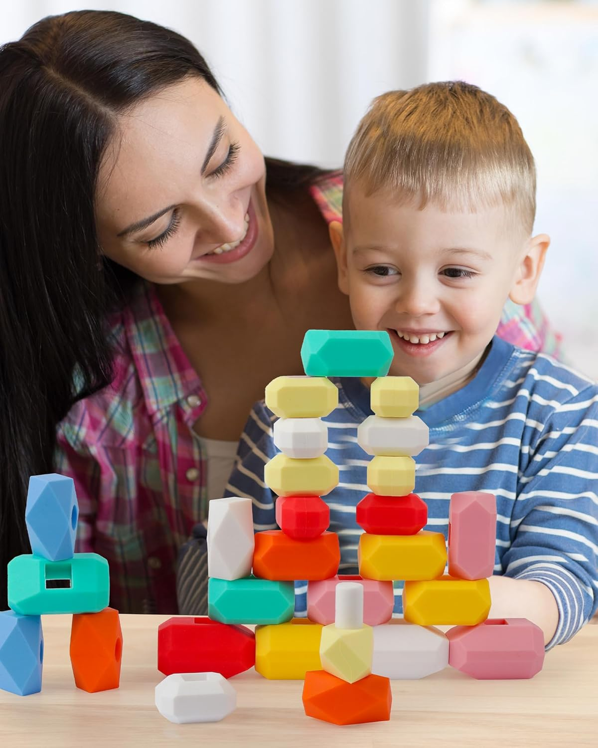 D-Fantix 39 PCS Silicone Sorting Stacking Rocks Stones, Sensory Learning Montessori Toys for 3 4 5 6 Year Old Kids, Educational Stacking Toys Building Blocks for Toddlers image number 4